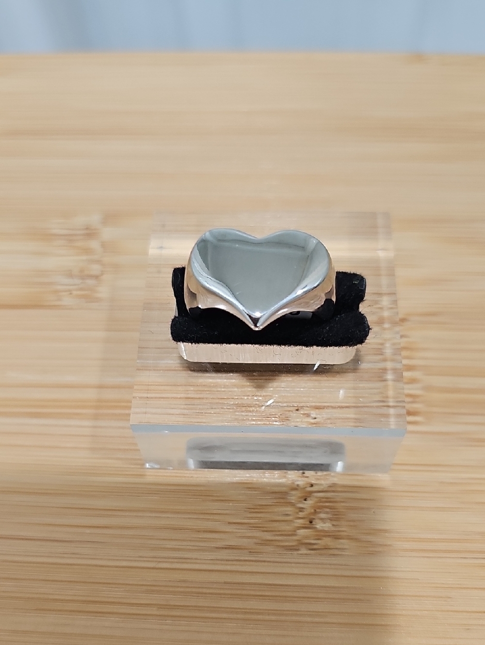 Stainless Steel Heart Signet Ring in Silver